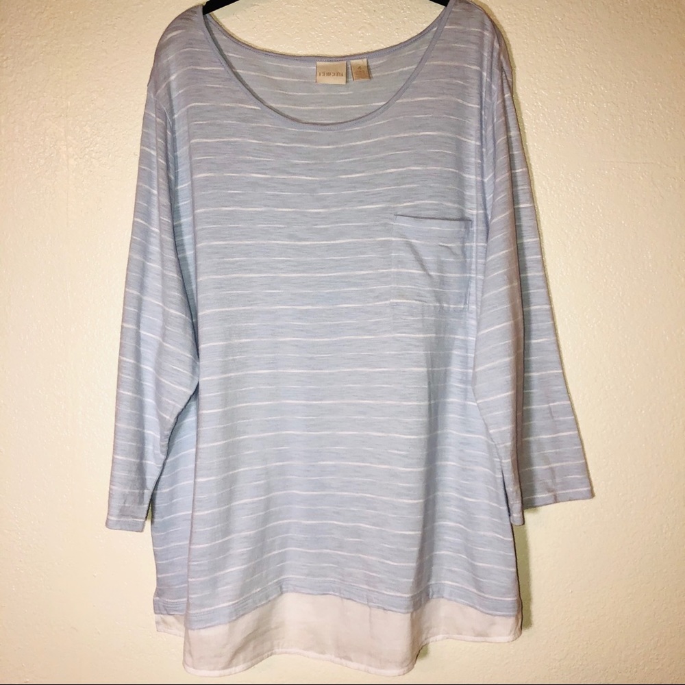 Chico’s Stripped Tee Size (4) 2XL 3/4 Sleeves